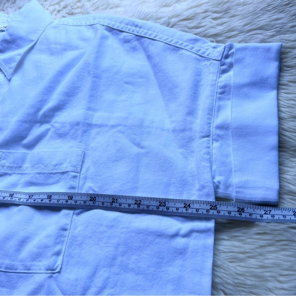 NEW Madewell Sz S White Cotton Courier Shirt Short Sleeve Button Up Boxy Natural - Picture 11 of 17